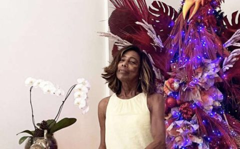 Gloria Maria comemora Natal ao lado de árvore inusitada