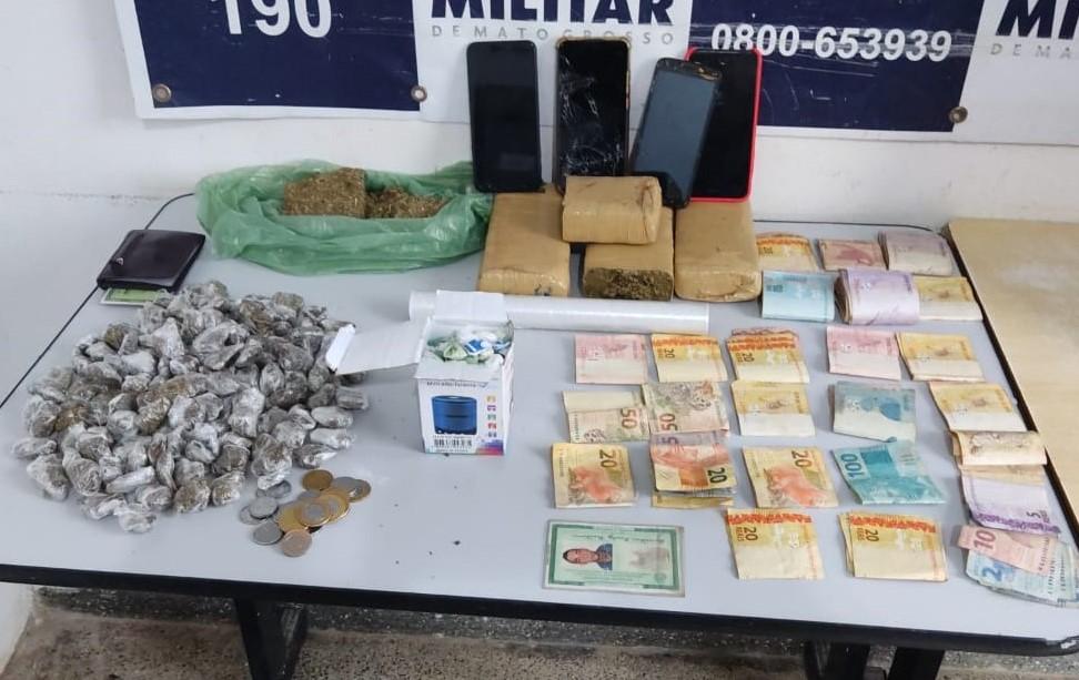 PM desarticula quadrilha e apreende maconha e cocaína em Cuiabá