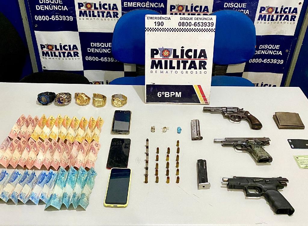 Força Tática prende quadrilha e apreende armas de fogo e drogas em Cáceres