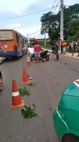 DENTRO DA MEIA:  Motociclista perde o pé durante acidente em Várzea Grande