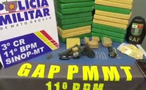 Suspeito de tráfico é baleado pela PM em Sinop e mais 3 são presos com 32 tabletes de maconha