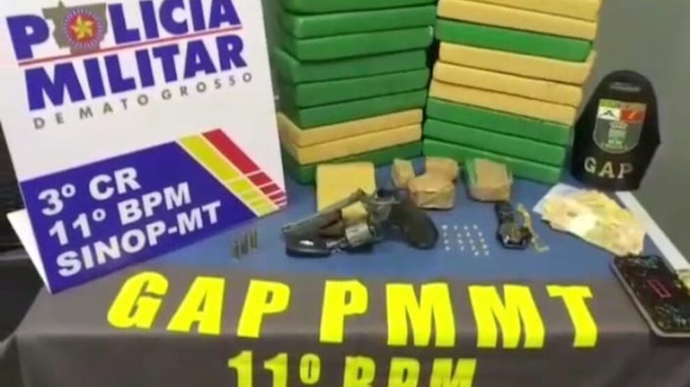 Suspeito de tráfico é baleado pela PM em Sinop e mais 3 são presos com 32 tabletes de maconha
