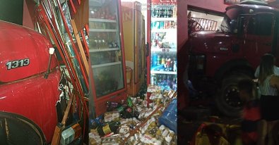 Caminhão invade distribuidora e atropela 5 em Cuiabá; mulher tem perna dilacerada