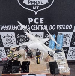 Policiais penais apreendem drone com celulares e drogas na PCE