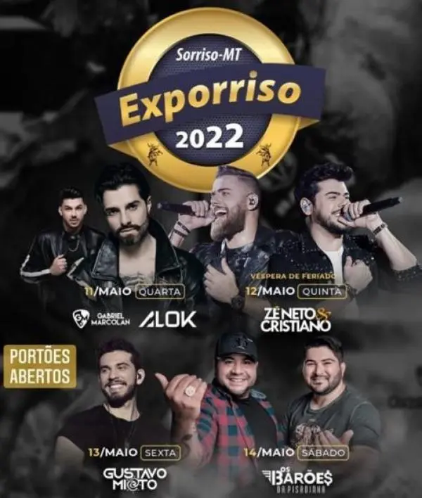 MT:  Com show nacionais, Exporriso 2022 deste ano terá portões abertos; Confira a programação