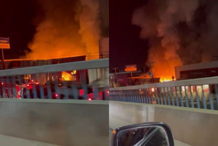 Incêndio destrói loja de artigos de festas em Cuiabá; vídeos