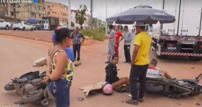 Acidente com motos deixa três pessoas feridas em Cuiabá