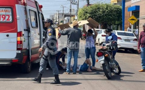 TANGARÁ DA SERRA: Motociclista sofre fratura na perna após não respeitar sinalização e causar acidente