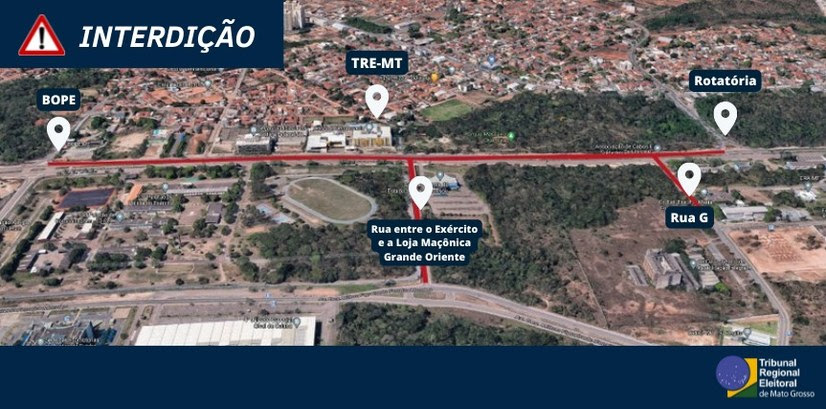 MT:   Eleições 2022:   Trecho da Avenida do CPA será interditado no sábado e domingo (1 e 2)