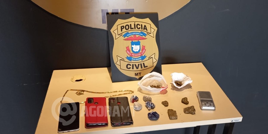 EM TANGARÁ DA SERRA: Polícia Civil prende indivíduo suspeito de realizar tráfico, apreende menor e tira droga de circulação