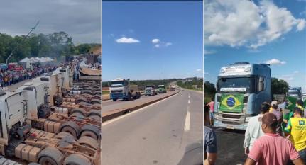 PEDEM INTERVENÇÃO: Motoristas fazem ‘caminhonaço’ rumo a Cuiabá contra vitória de candidato do PT