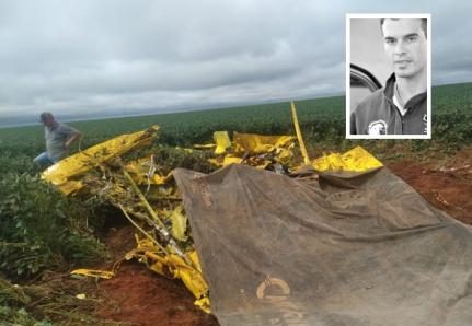 39 ANOS: Piloto morre em queda de avião agrícola em lavoura de soja em MT