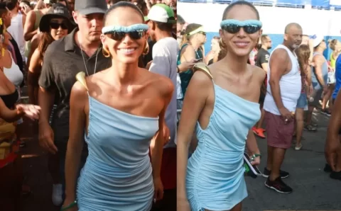 Deusa grega! Bruna Marquezine usa vestido curto e óculos diferentão em trio de Ivete Sangalo