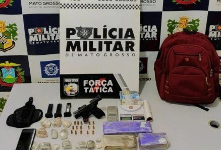 AÇÃO RÁPIDA: Homem é preso pela PM com tablete de maconha, duas armas e 35 munições em Matupá