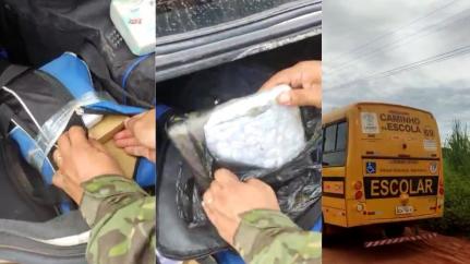 Motorista faz transporte de pacotes de maconha e cocaína em ônibus escolar e é preso