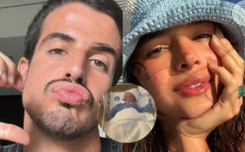 Enzo Celulari surge com filho recém-nascido de Claudia Raia no colo e Bruna Marquezine reage