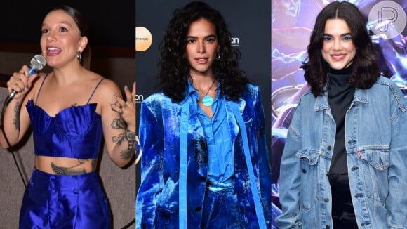 ‘Besouro Azul’: Priscilla Alcantara, Manu Gavassi e mais famosos aderem a looks azuis na première do filme de Bruna Marquezine