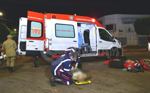 RONDONÓPOLIS:  Motociclista fica ferido após invadir preferencial e provocar acidente em cruzamento