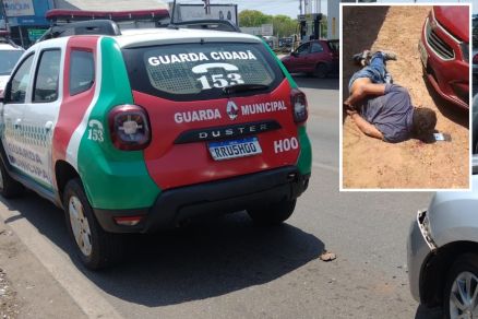 Tentativa de roubo termina com troca de tiros e suspeito agredido