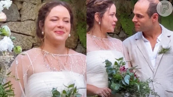 Cerimônia intimista, convite desenhado por filha e vestido de noiva romântico: Saiba como foi o casamento de Leandra Leal