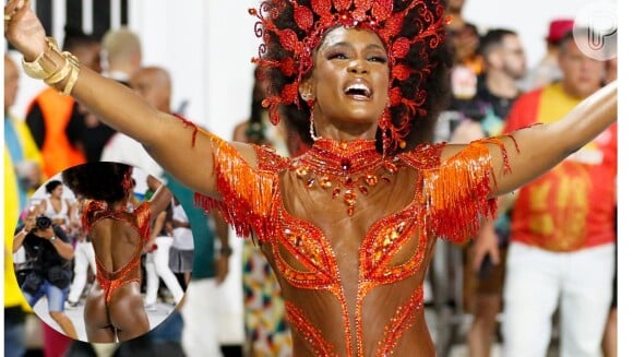 Carnaval 2024 do Rio: rainha Erika Januza usa look cavado e transparente em ensaio da Viradouro.