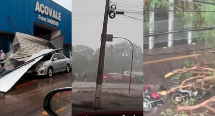 ‘NUNCA VI UMA CHUVA DESSAS’: Temporal estoura janela de prefeita e causa estragos em cidade de MT