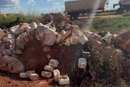 RISCO AO MEIO AMBIENTE: Gerente de fazenda é preso por descarte ilegal de embalagens de agrotóxicos