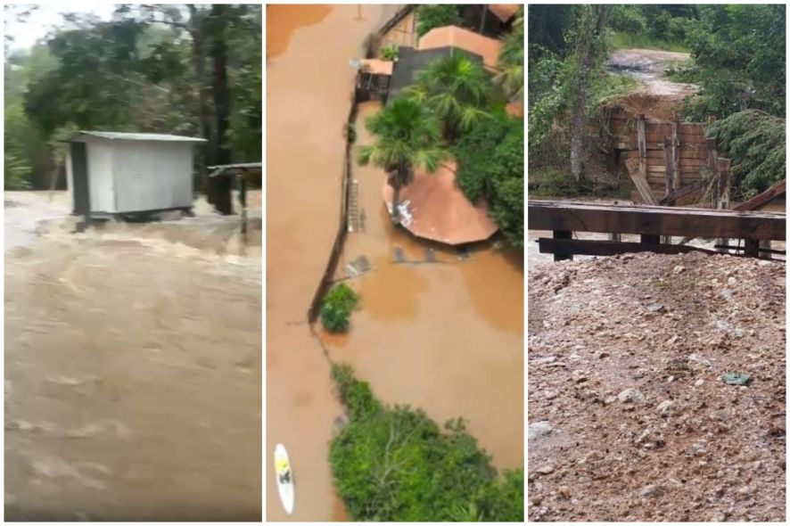 Temporais destroem pontes, estradas e alagam cidades em MT