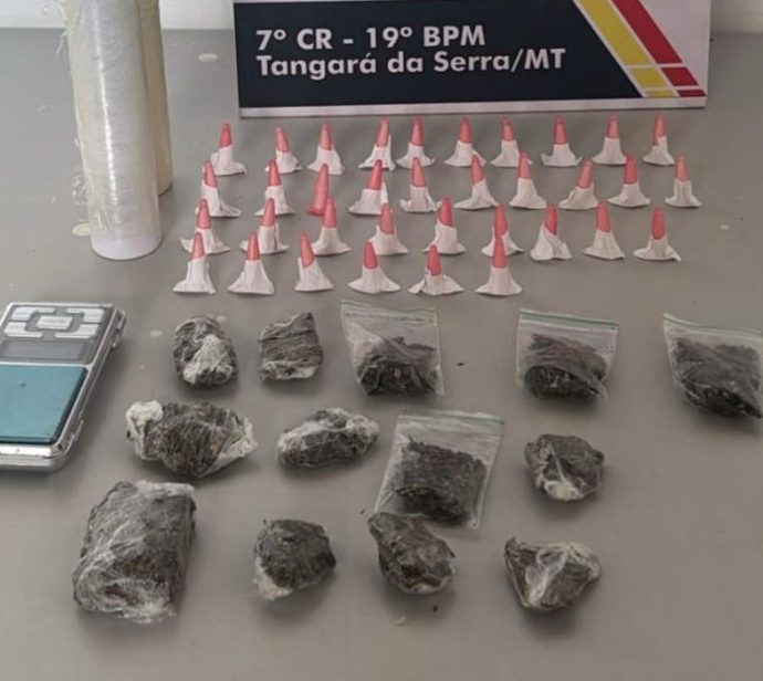 PM prende em flagrante faccionado com 48 porções de cocaína e maconha em Tangará da Serra