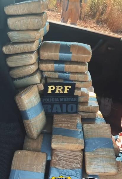Ação integrada da PM e PRF apreende 30 quilos de entorpecentes em Pedra Preta