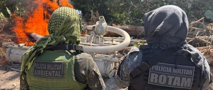 Polícia Militar fecha garimpo irregular em zona rural do município de Novo Mundo