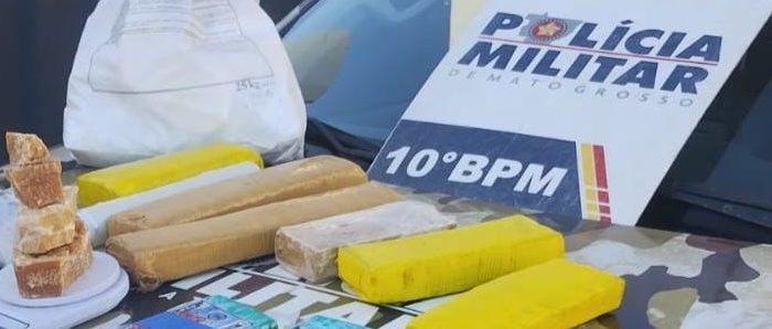 Homem é preso pela PM com 10 quilos de drogas e 15 quilos de ácido bórico em Cuiabá