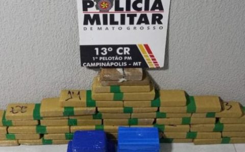 Polícia Militar apreende 46 tabletes de entorpecentes e prende faccionado por tráfico em Campinápolis
