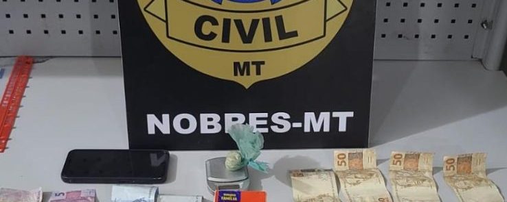 Polícia Civil desmantela ponto de tráfico em Nobres e um suspeito acaba preso