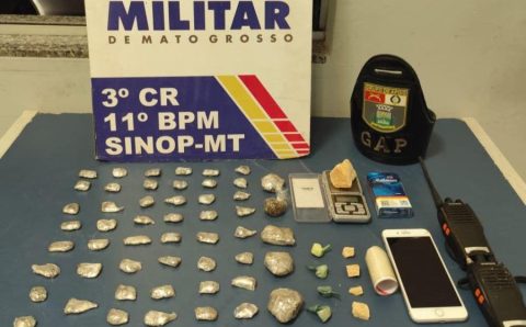 Polícia Militar conduz dois faccionados e apreende porções de maconha e pasta base em Sinop