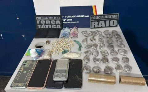 Polícia Militar prende três faccionados e apreende drogas em Barra do Bugres