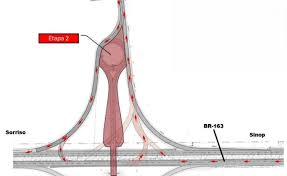 Construção de viaduto na BR-163 altera acesso à MT-487 na região do Barreiro