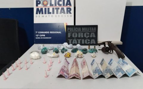 Força Tática prende faccionado com drogas e arma de fogo em Barra do Bugres