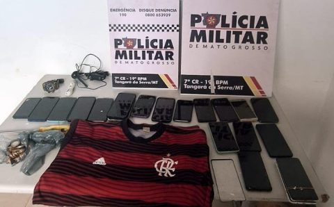 Polícia Militar recupera 20 celulares e prende homem suspeito por furtos em lojas de Tangará da Serra