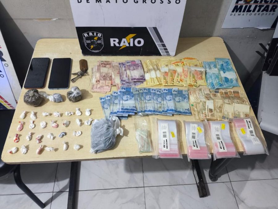 Companhia Raio prende dois faccionados com porções de cocaína e maconha e R$ 2,2 mil em Cuiabá