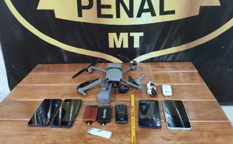 Polícia Penal intercepta drone com carga de telefones e acessórios na penitenciária da Mata Grande