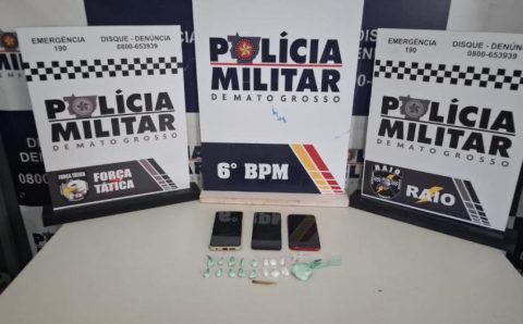 Polícia Militar detém faccionados por tráfico de drogas e apreende 18 porções de cocaína em Cáceres