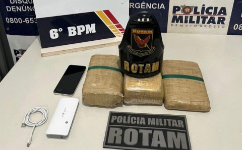 Rotam prende homem faccionado com três tabletes de maconha em Cáceres