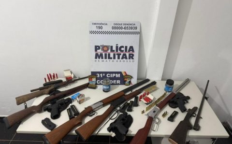 Patrulha Rural prende cinco homens e apreende nove armas de fogo em Colíder