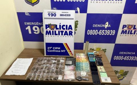 Polícia Militar prende casal de faccionados e apreende 40 porções de drogas em Confresa