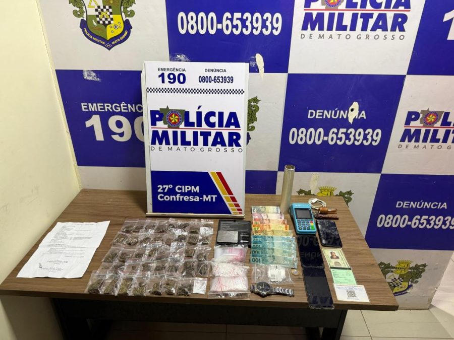 Polícia Militar prende casal de faccionados e apreende 40 porções de drogas em Confresa