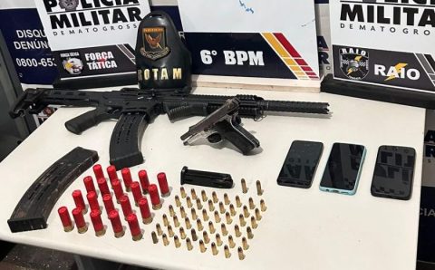 PM prende quatro faccionados, apreende armas de fogo e munições em Cáceres