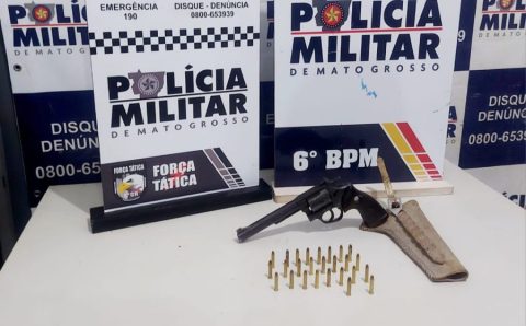 Força Tática apreende arma de fogo, munições e prende homem por porte ilegal