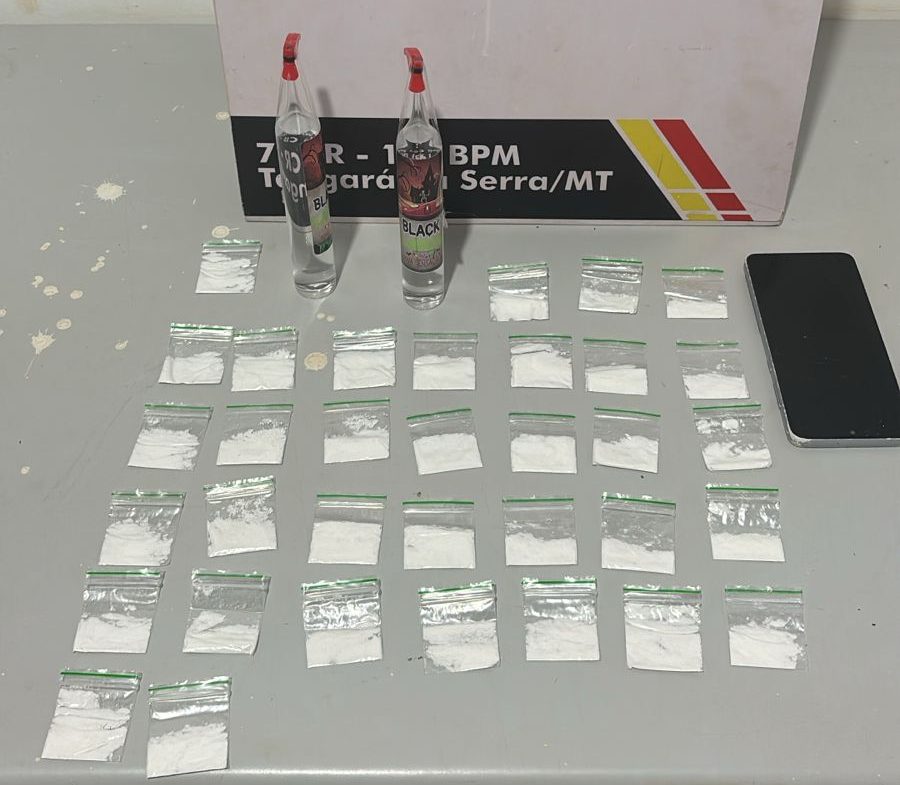 Polícia Militar prende suspeito com porções de cocaína e lança-perfume em Tangará da Serra