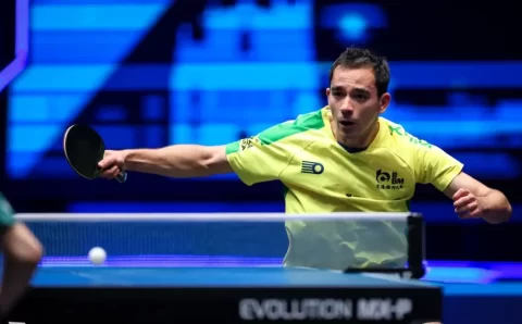 Em busca do bi, Calderano vence estreia na Copa do Mundo de Macau